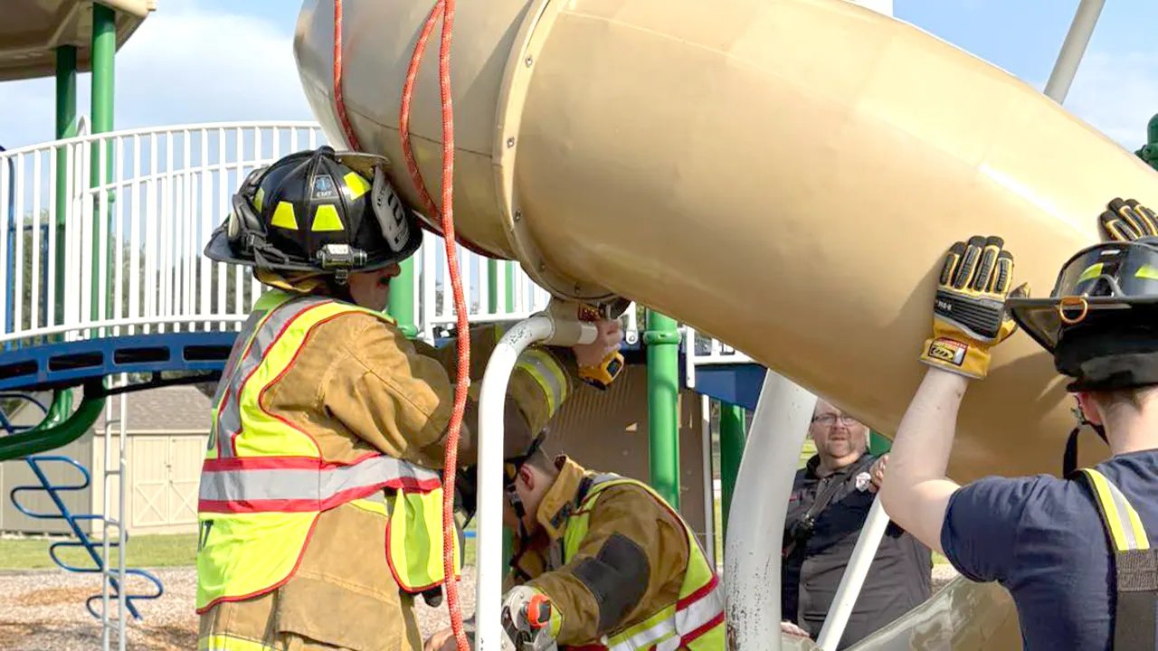Connecticut man rescued after getting stuck in elementary school slide